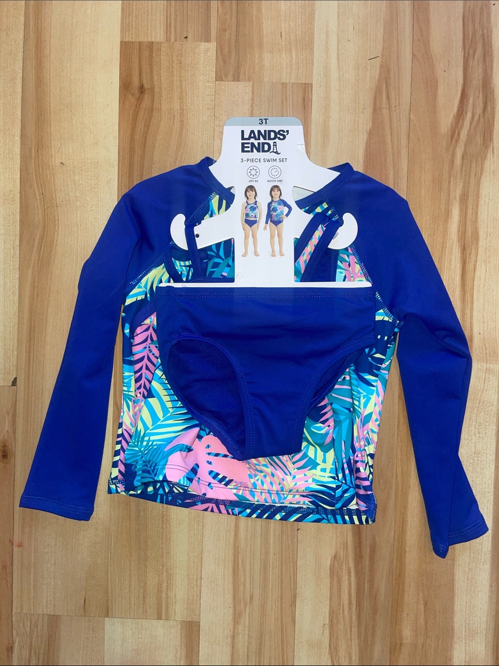 NWT Lands’ End 3-piece swim set size 3T